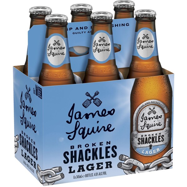James Squire Broken Shackles Lager Bottles 345mL x 6 pack
