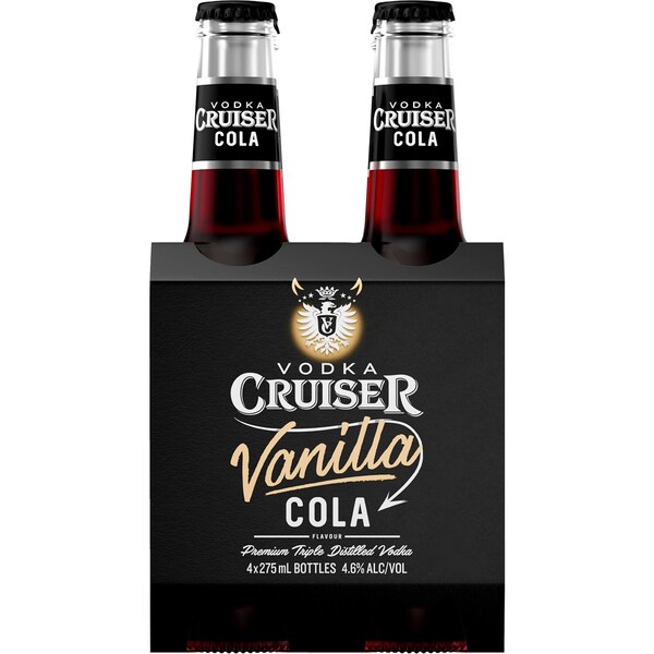 Vodka Cruiser Vodka Cola & Vanilla Bottle 275mL x 4 pack