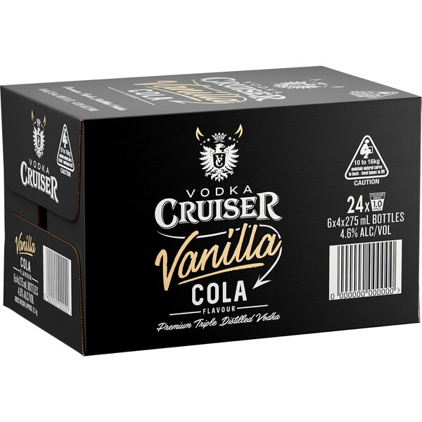 Vodka Cruiser Vodka Cola & Vanilla Bottle 275mL x 24 case