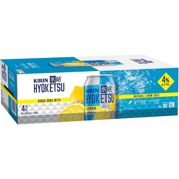 Kirin Hyoketsu Lemon 4% Cans 330mL x 24 pack