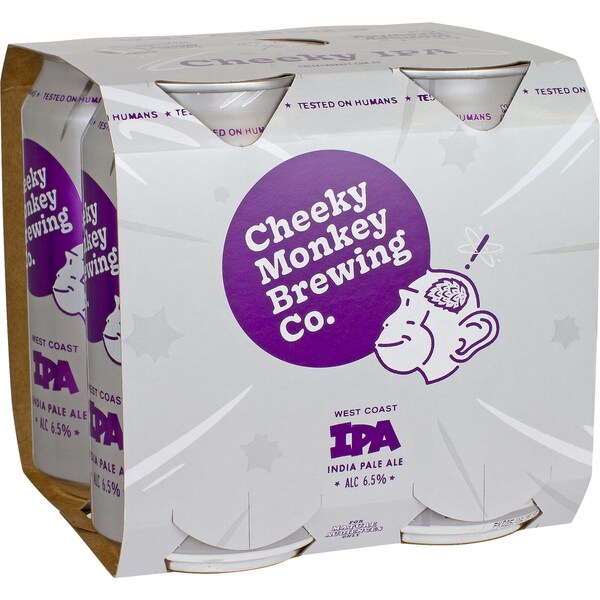 Cheeky Monkey Brewing Co. West Coast IPA Cans 375mL x 4 pack