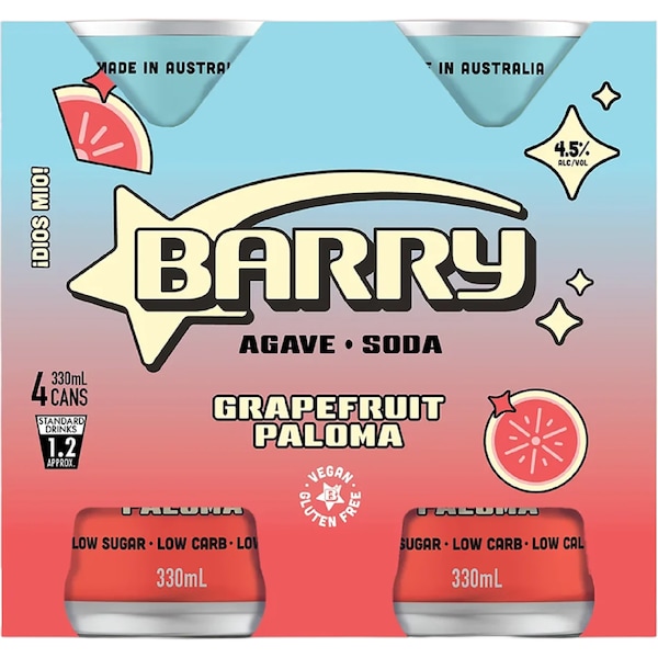 Barry Grapefruit Paloma Cans 330mL x 4 pack