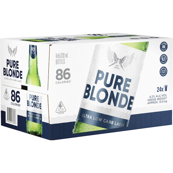Pure Blonde Ultra Low Carb Lager Bottles 330mL x 24 case