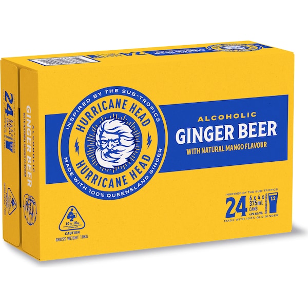 Hurricane Head Ginger Beer Mango Cans 375mL x 24 pack