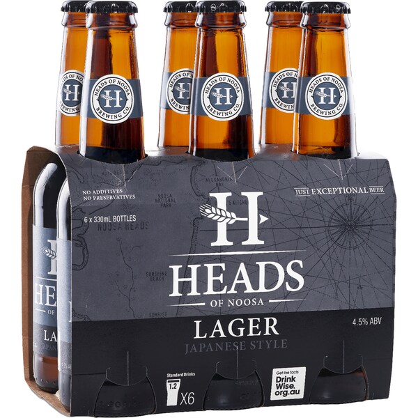 Heads Of Noosa Japanese Lager Bottle 330mL x 6 pack