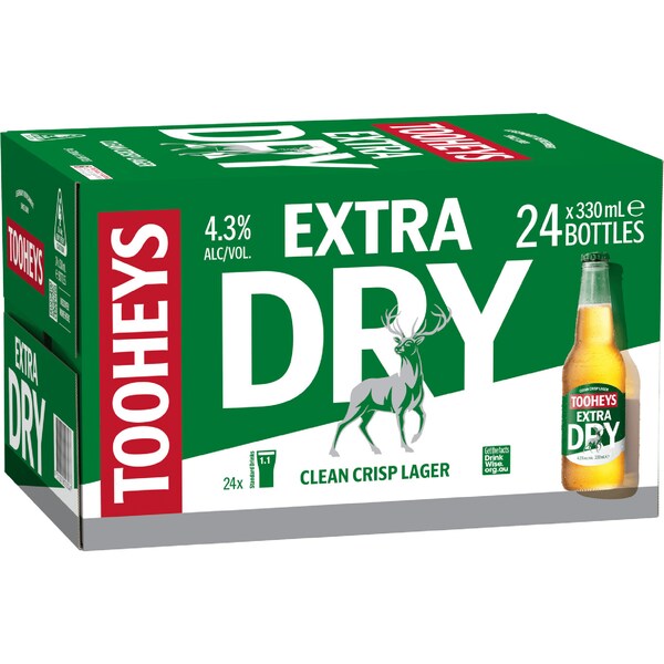Tooheys Extra Dry Bottles 330mL x 24 pack