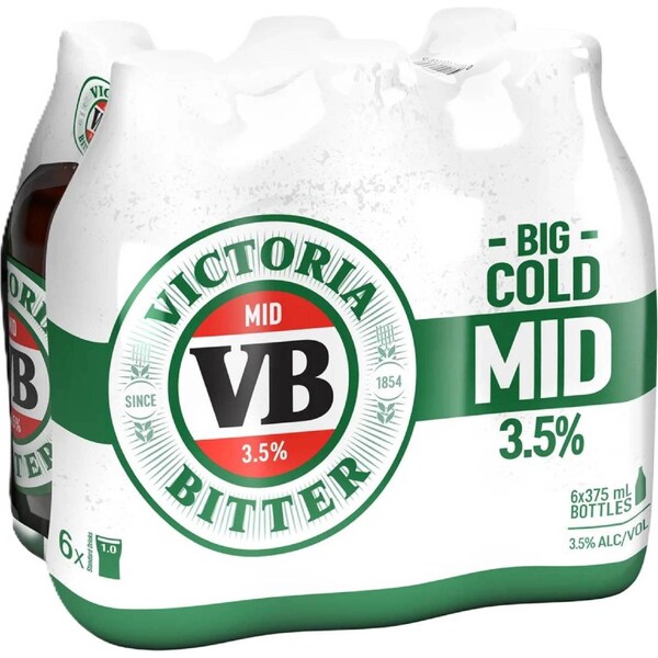 Victoria Bitter 3.50% Bottles 375mL x 6 pack