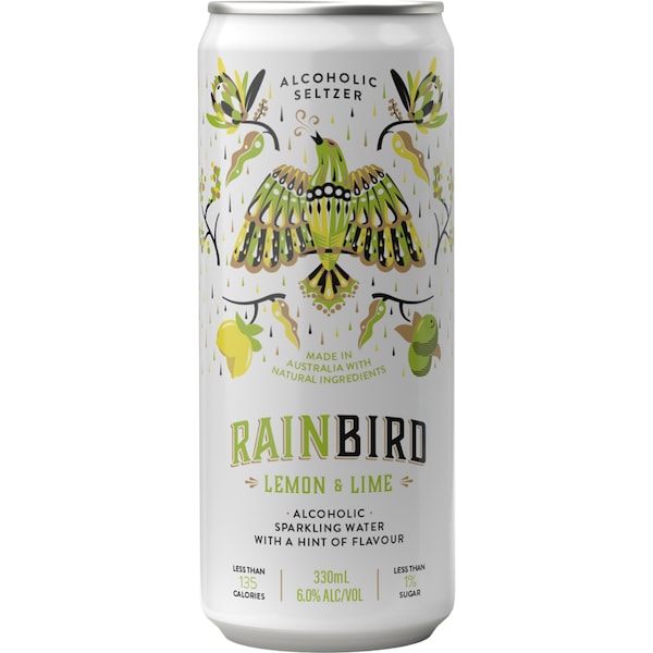Rainbird Lemon & Lime Seltzer Cans 330mL x 24 case