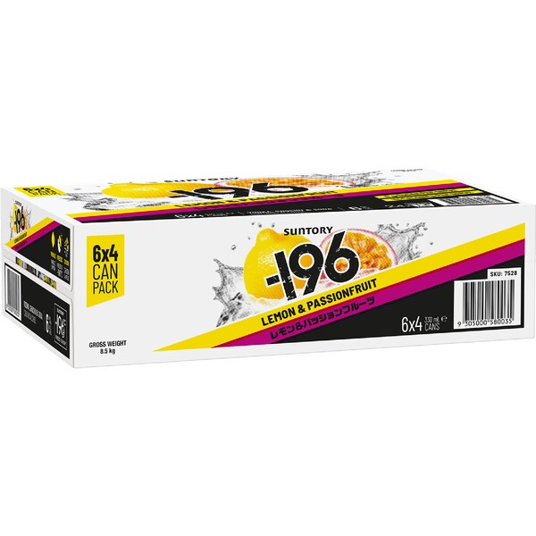 Suntory -196 Lemon & Passionfruit Cans 330mL x 24 pack