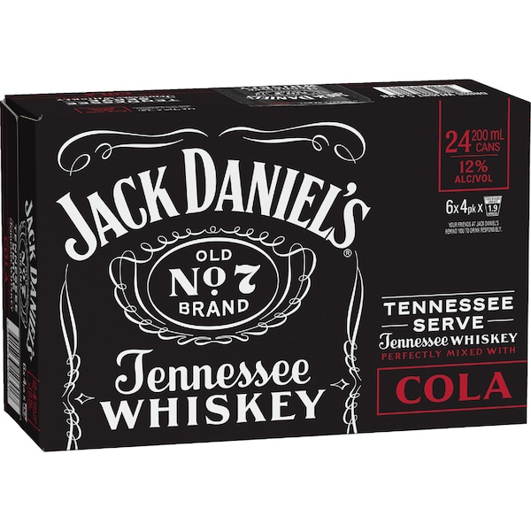 Jack Daniel's Tennessee Serve Cans 200mL x 24 pack