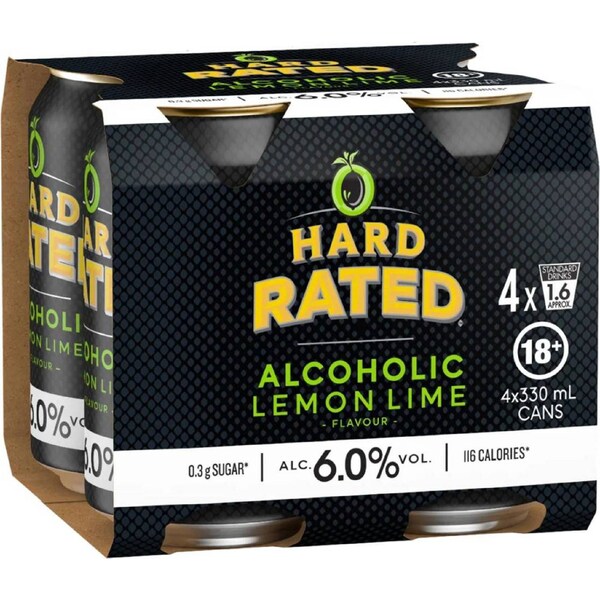 Hard Rated Lemon Lime 6pct Cans 330mL x 4 pack
