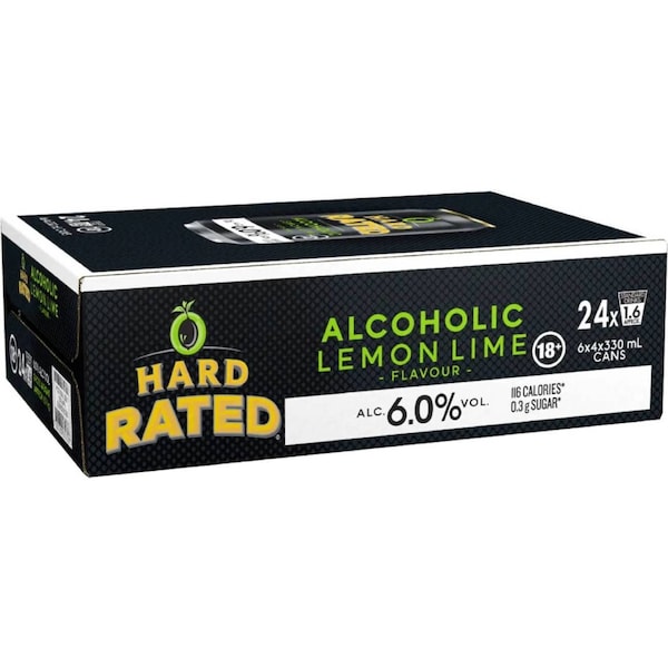 Hard Rated Lemon Lime 6pct Cans 330mL x 24 pack