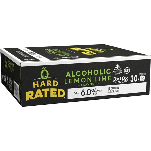 Hard Rated Lemon Lime 6pct Cans 330mL x 30 pack