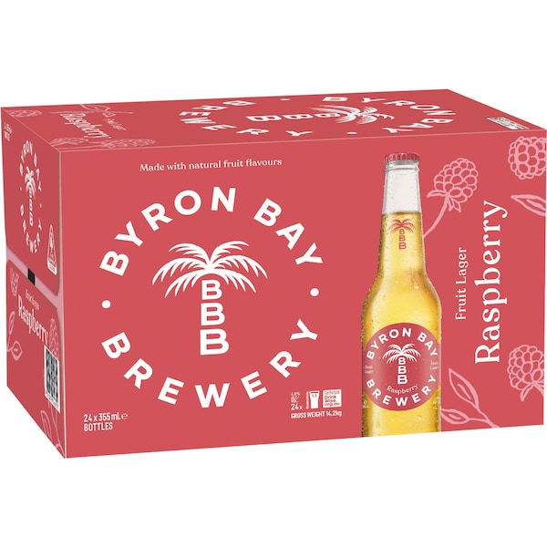 Byron Bay Brewery Passionfruit Raspberry Fruit Lager Bottles 355ml x 24 Case