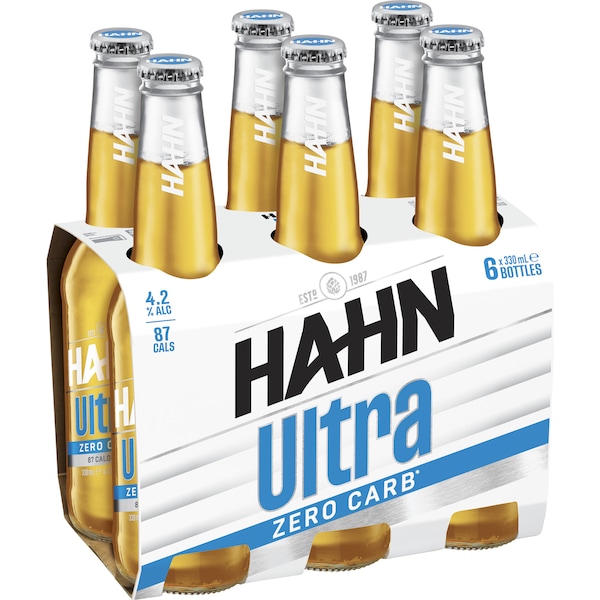 Hahn Ultra Zero Carb Bottles 330mL x 6 pack
