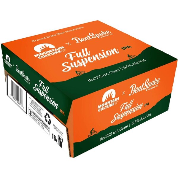 Mountain Culture Bentspoke Full Suspension IPA Cans 355mL x 16 pack