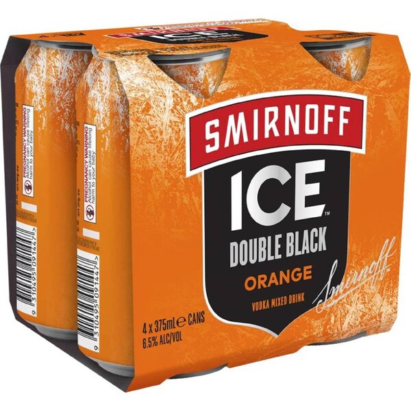 Smirnoff Ice Double Black Orange 6pct Cans 375mL x 4 pack