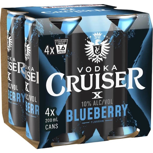 Vodka Cruiser Blueberry 10pct Cans 200mL x 4 pack