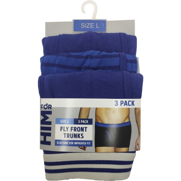 For Him Fly Front Trunks Large Assorted 3 pack