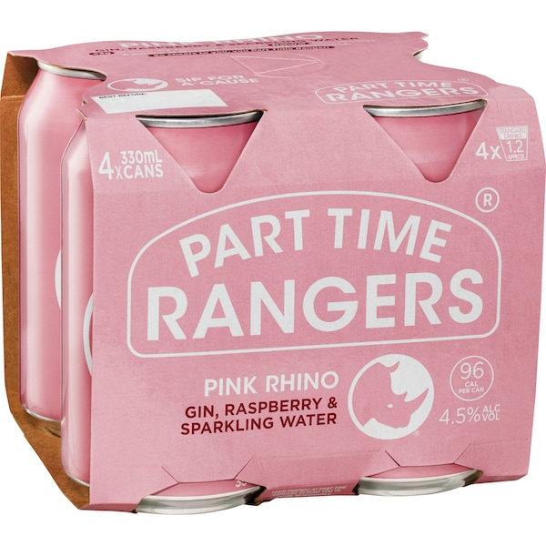 Part Time Rangers Pink Rhino Gin Cans 330ml x4 Pack