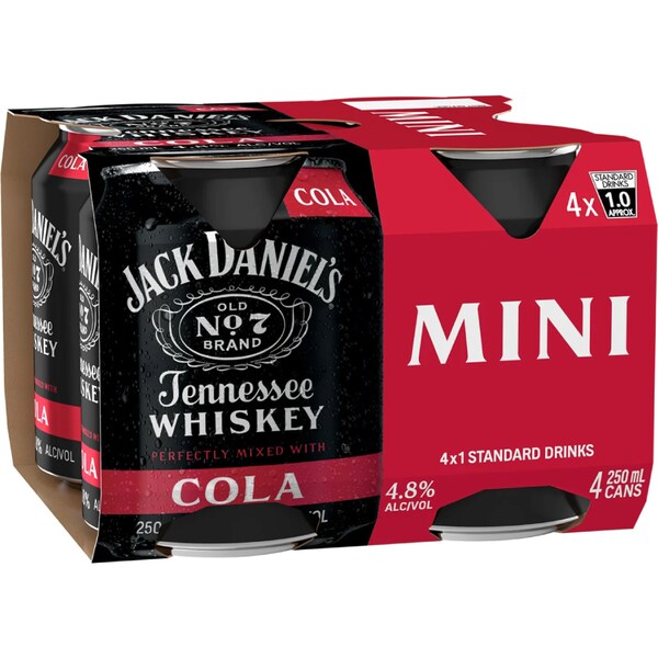Jack Daniel's Cola Mini 250mL x 4 pack