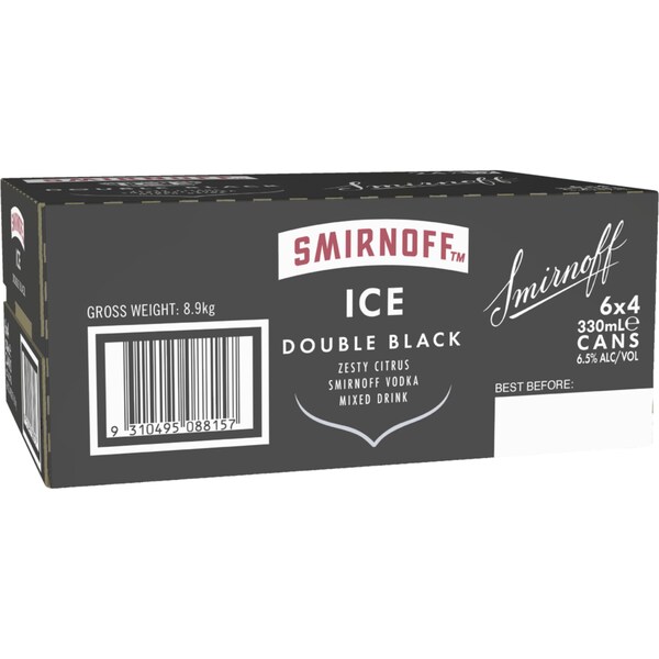 Smirnoff Ice Double Black Cans 330mL x 24 Pack