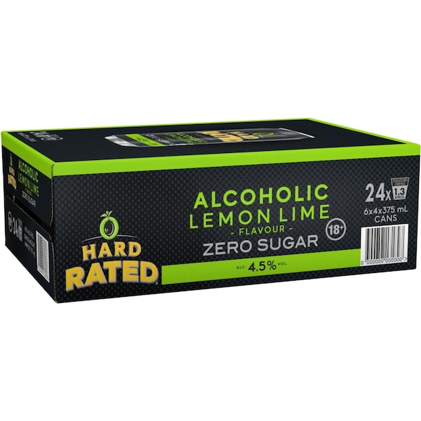 Hard Rated Zero Sugar Alcoholic Lemon Lime 375mL x 24 case