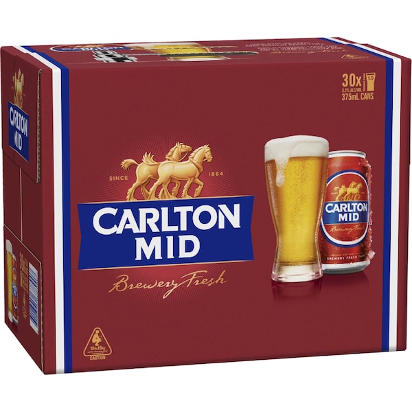 Carlton Mid Lager Cans 375mL x 30 pack