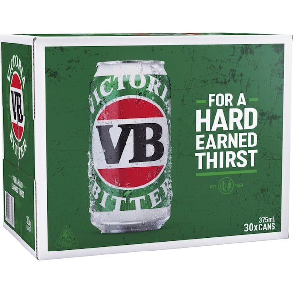 Victoria Bitter Lager Cans 375mL x 30 pack