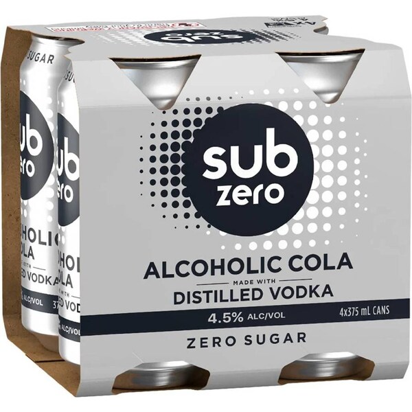 Sub Zero Alcoholic Cola 375mL x 4 pack
