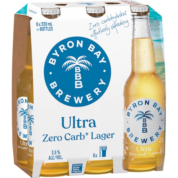Byron Bay Brewery Ultra Zero Carb Lager Bottles 330mL x 6 pack