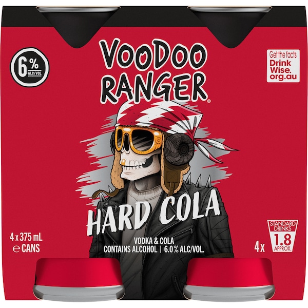 Voodoo Ranger Vodka & Cola Cans 375mL x 4 pack