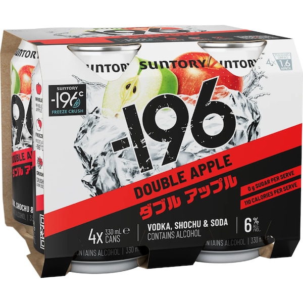 Suntory -196 6% Double Apple Cans 330mL x 4 pack