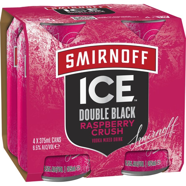 Smirnoff Ice Double Black Raspberry Crush Cans 375mL x 4 pack