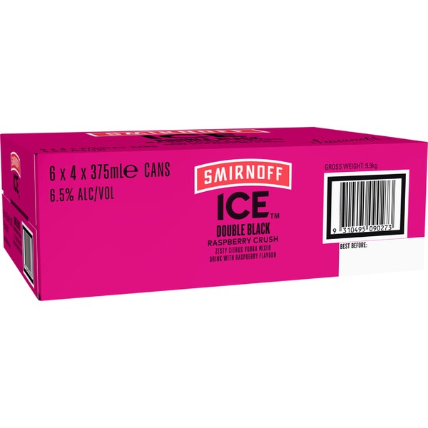Smirnoff Ice Double Black Raspberry Crush Cans 375mL x 24 pack