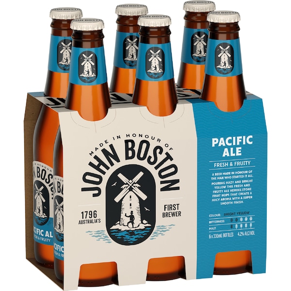 John Boston Pacific Ale Bottles 330mL x 6 pack