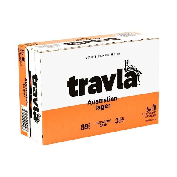 Travla Mid Strength Lager Can 375mL x 24 pack