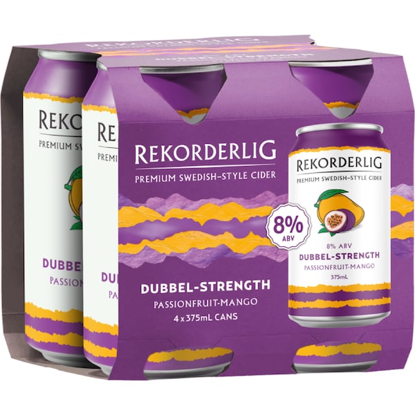 Rekorderlig Double Passionfruit Mango Cans 330mL x 4 pack