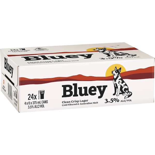 Bluey Ultra Crisp Lager Cans 375mL x 24 pack