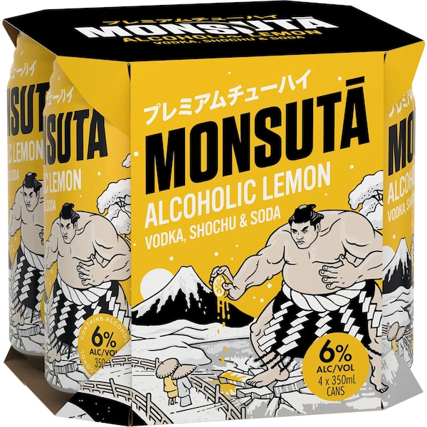 Monsuta Lemon Chuhai Can 350mL x 4 Pack