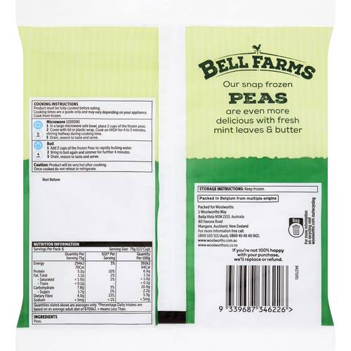 Bell Farms Frozen Peas 500g bunch