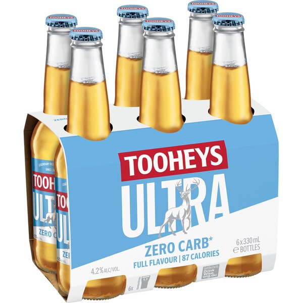 Tooheys Ultra Zero Carb Bottles 330mL x 6 pack
