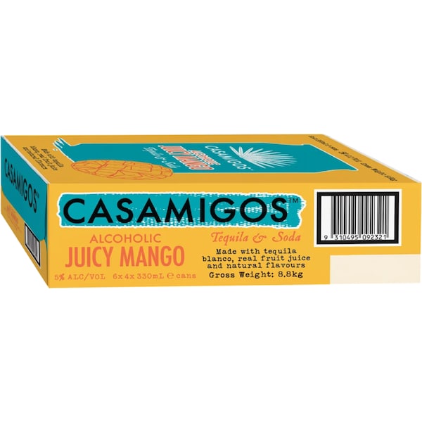 Casamigos Sodas Sparkling Juicy Mango Cans 330mL x 24 pack