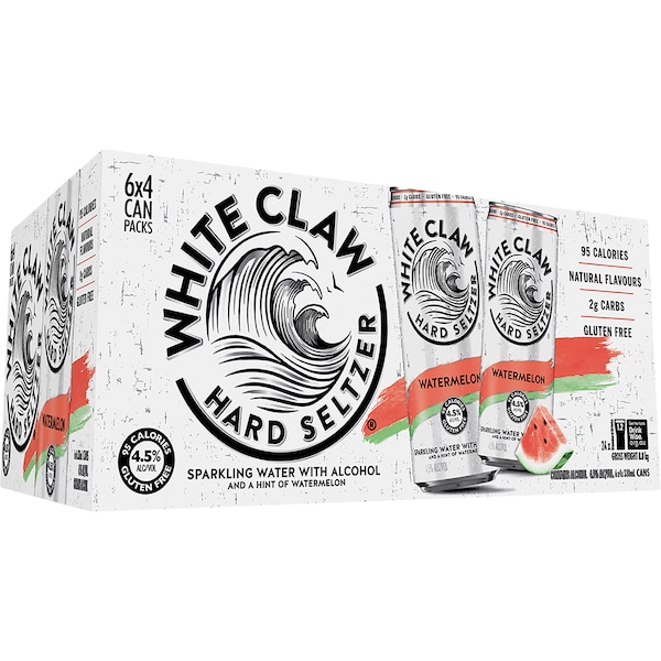 White Claw Hard Seltzer Watermelon Cans 330mlx 24 Pack