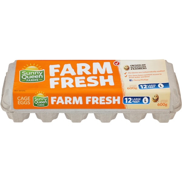 Sunny Queen 12 Large Caged Eggs 600g