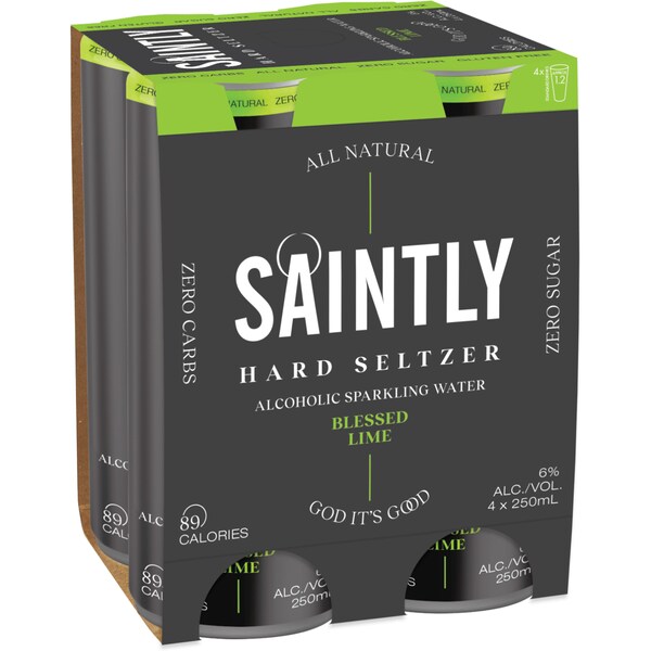Saintly Hard Seltzer Blessed Lime Cans 250ml x24 Case