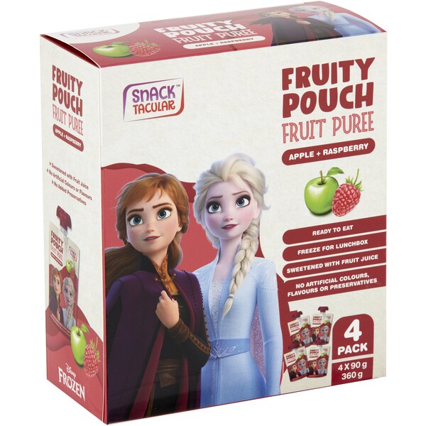 Snacktacular Fruity Pouch Fruit Puree Apple & Raspberry 4 pack
