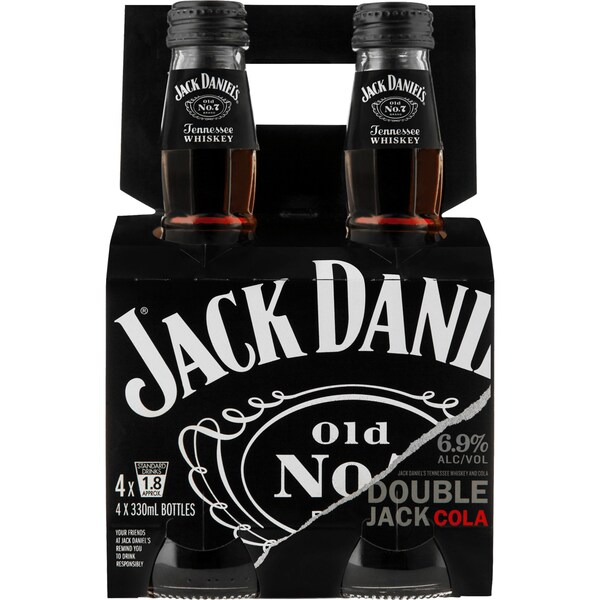 Jack Daniel's Double Jack & Cola Bottle 330mL x 4 pack