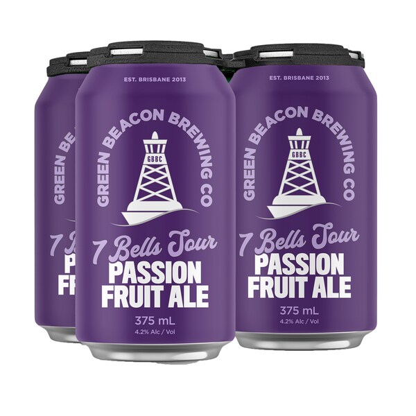 Green Beacon Brewing Co 7 Bells Pasionfruit Gose Cans 375ml x4 Pack