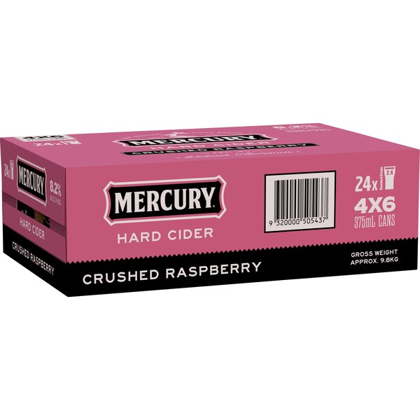 Mercury Hard Cider Crushed Raspberry Cans 375ml x24 Case